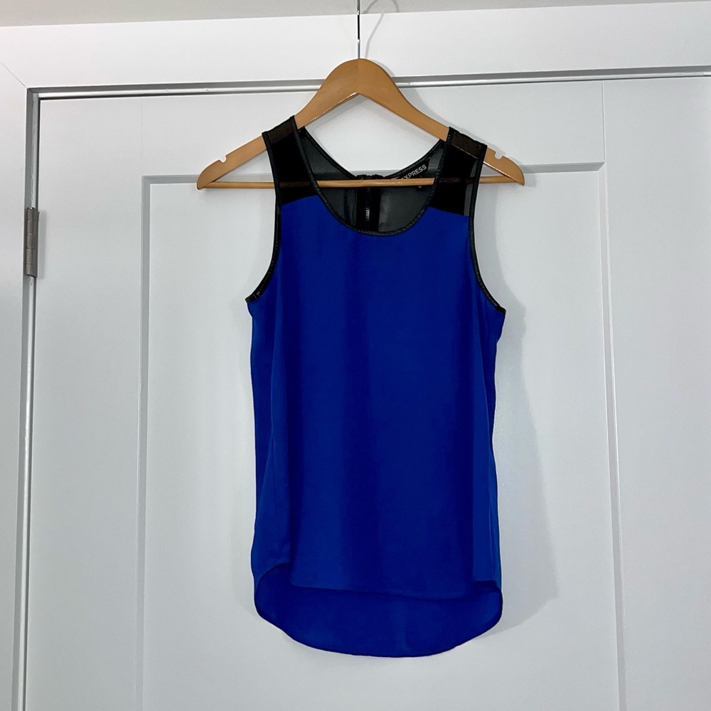 Express Faux Leather Detail Flowy Tank Top